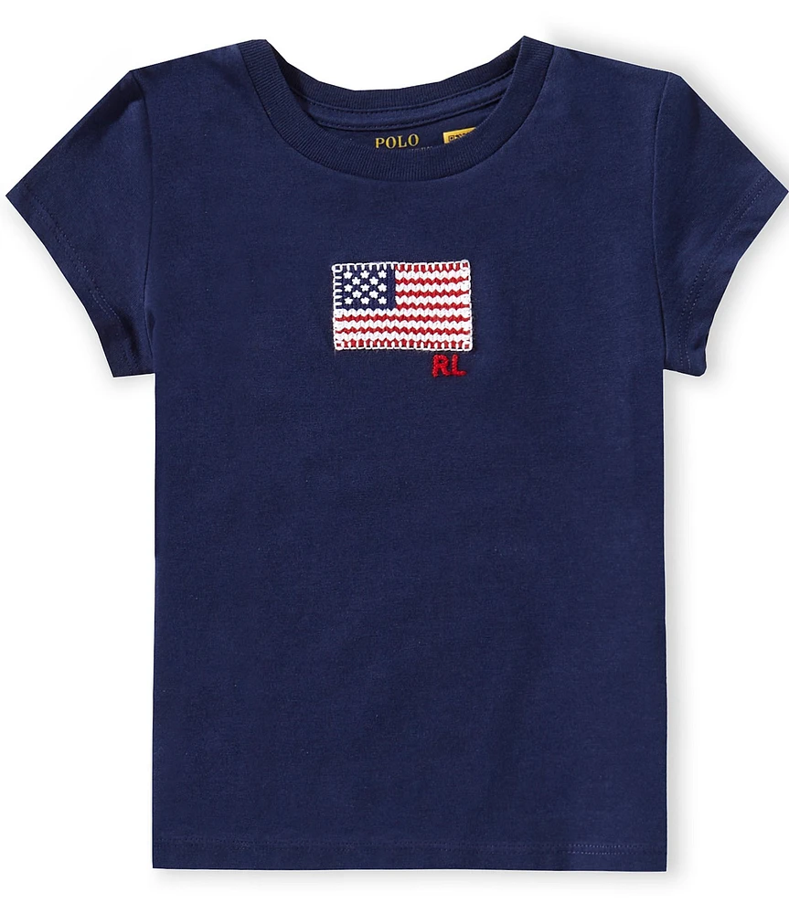 Polo Ralph Lauren Little Girls Flag Applique Cotton Jersey T-Shirt