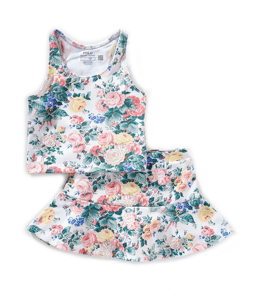 Polo Ralph Lauren Little Girls Floral-Printed Performance Jersey Top & Matching Skort Set
