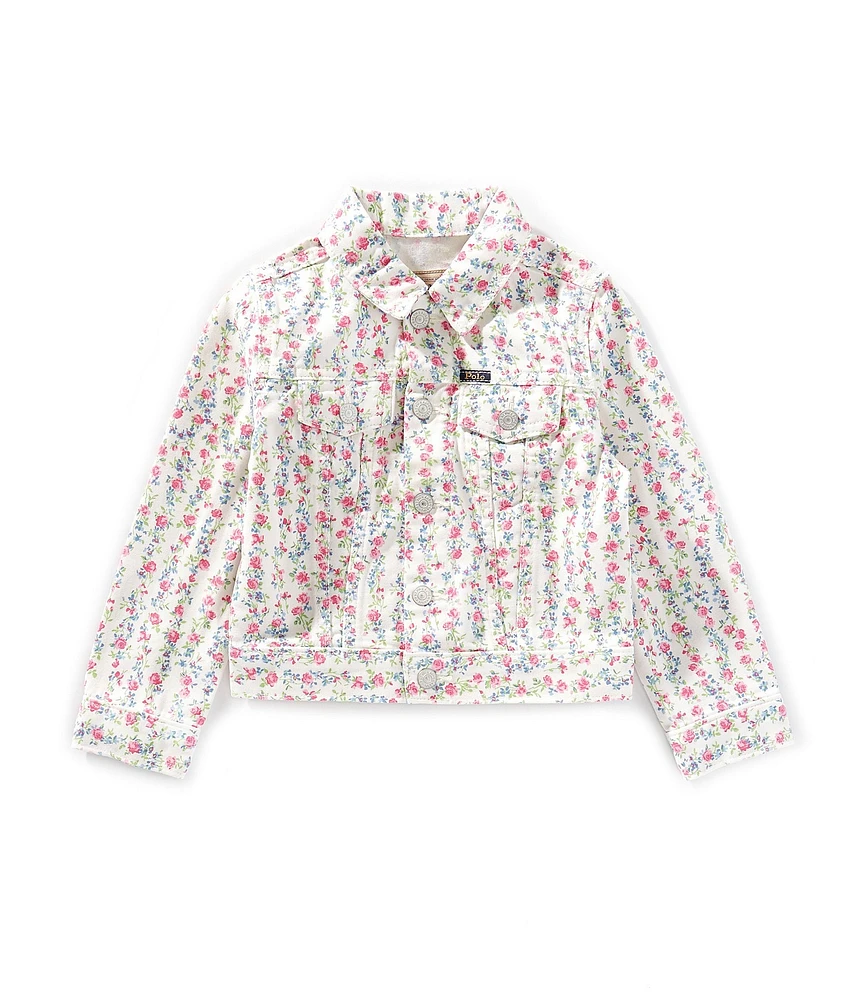 Polo Ralph Lauren Little Girls Long Sleeve Floral Canvas Trucker Jacket