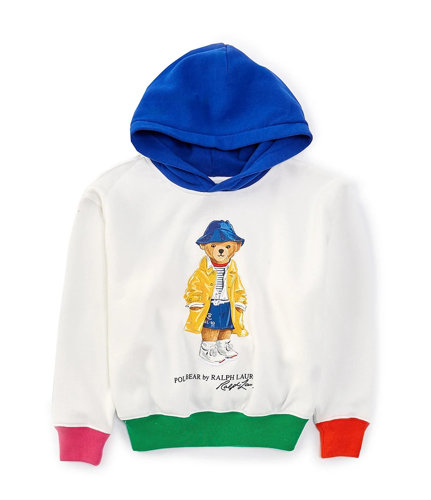 Polo Ralph Lauren Little Girls Long Sleeve Polo Bear Graphic Fleece Hoodie