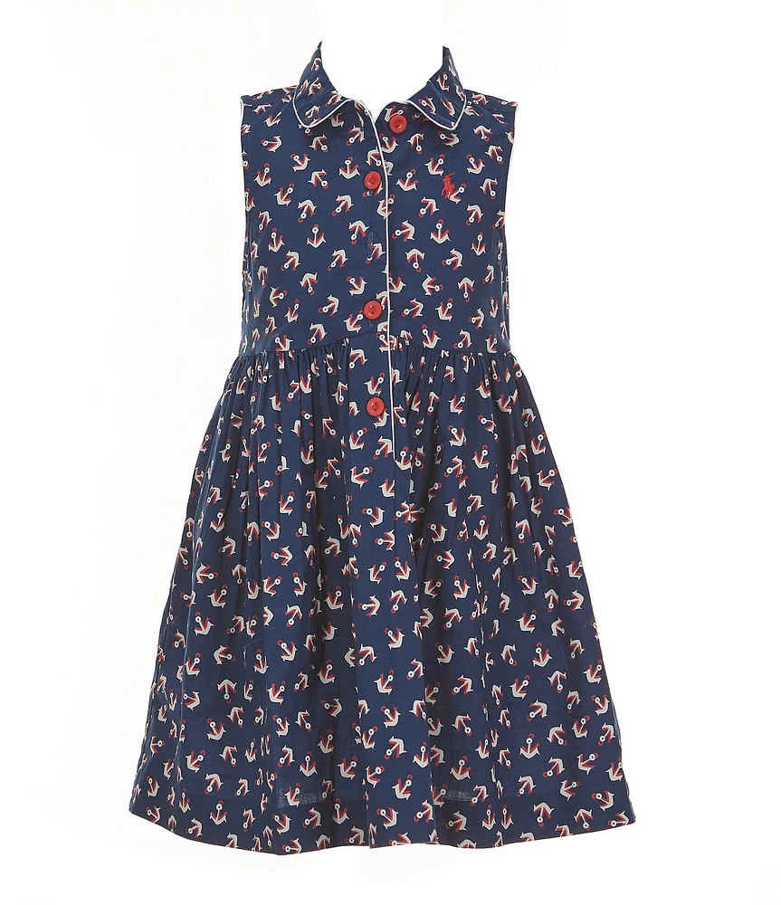 Polo Ralph Lauren Little Girls Sleeveless Abstract Anchor-Print Shirtdress
