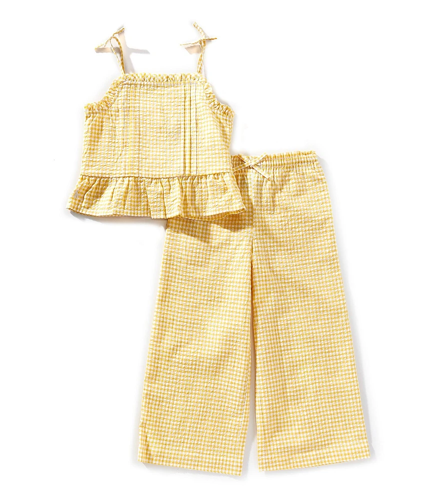 Polo Ralph Lauren Little Girls Sleeveless Gingham Seersucker Top & Matching Pant Set
