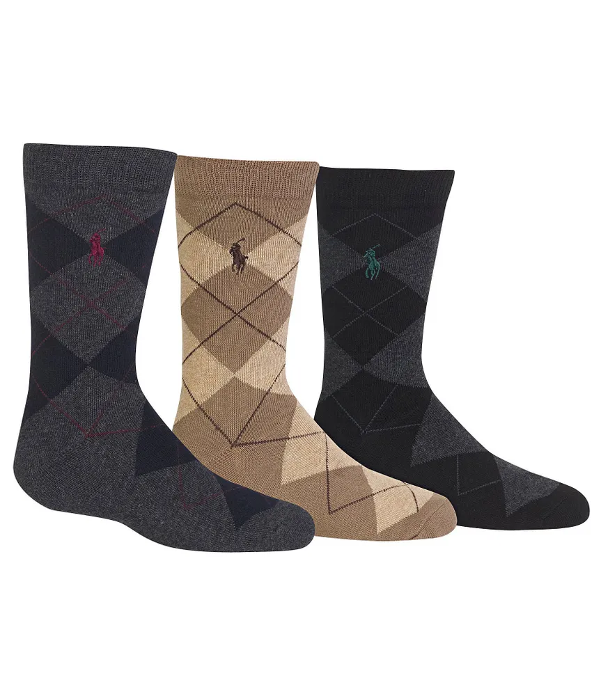 Polo Ralph Lauren Little/Big Boys Argyle Slack 3-Pack Dress Socks