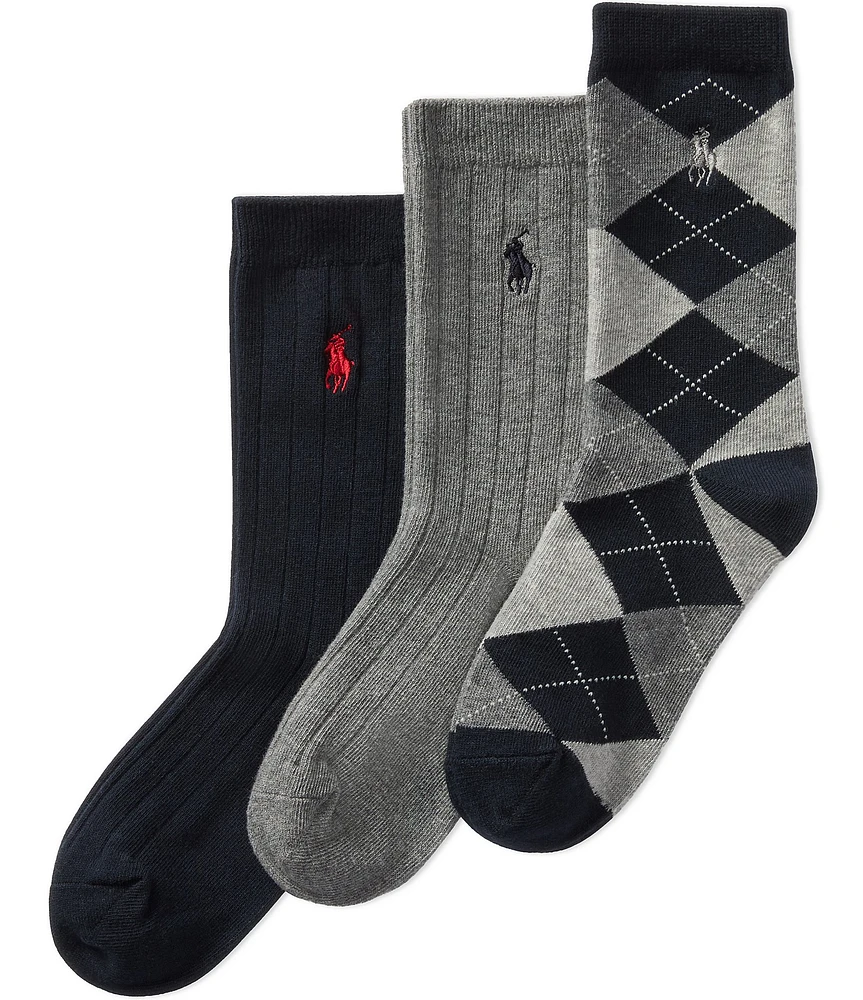 Polo Ralph Lauren Little/Big Boys Classic Argyle Sock 3-pack