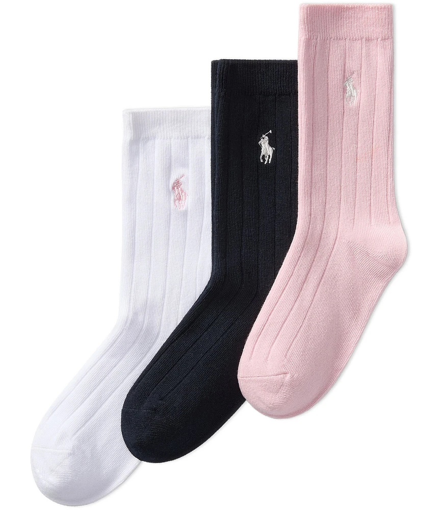 Polo Ralph Lauren Little/Big Girls Classic Rib Solid Crew 3-Pack