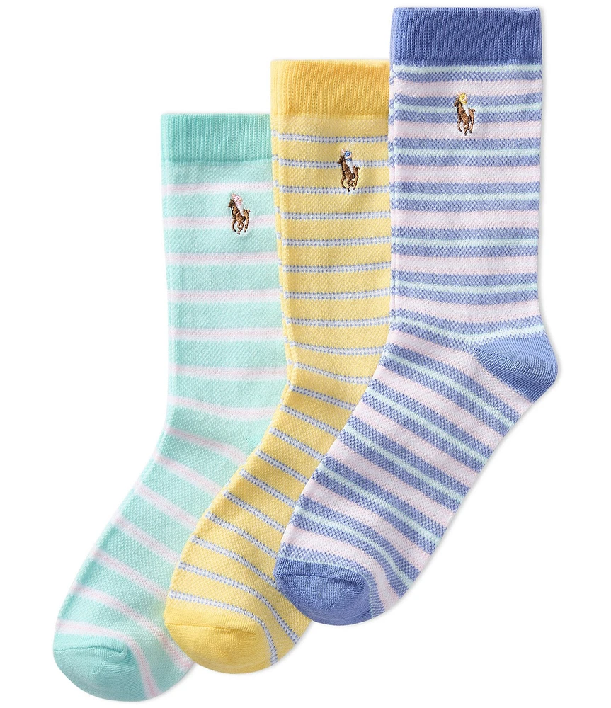 Polo Ralph Lauren Little/Big Girls Oxford Stripe Sock 3-Pack