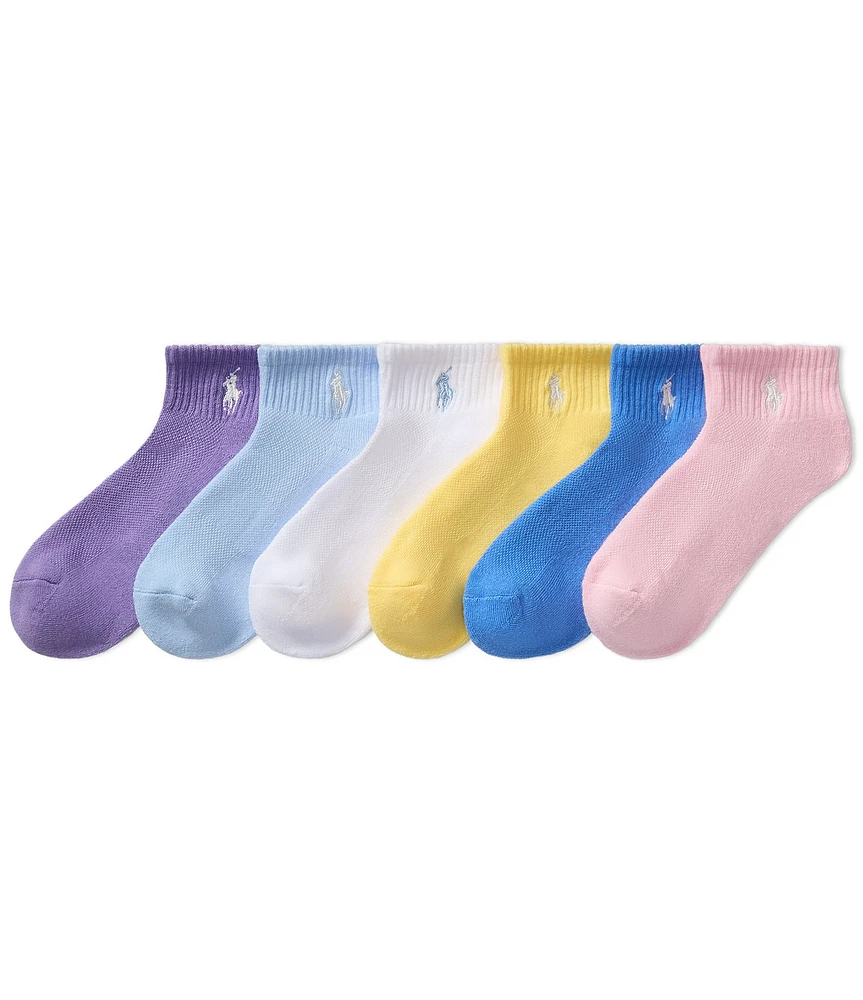 Polo Ralph Lauren Little/Big Girls Performance Cushioned Solid Quarter Sock 6-Pack