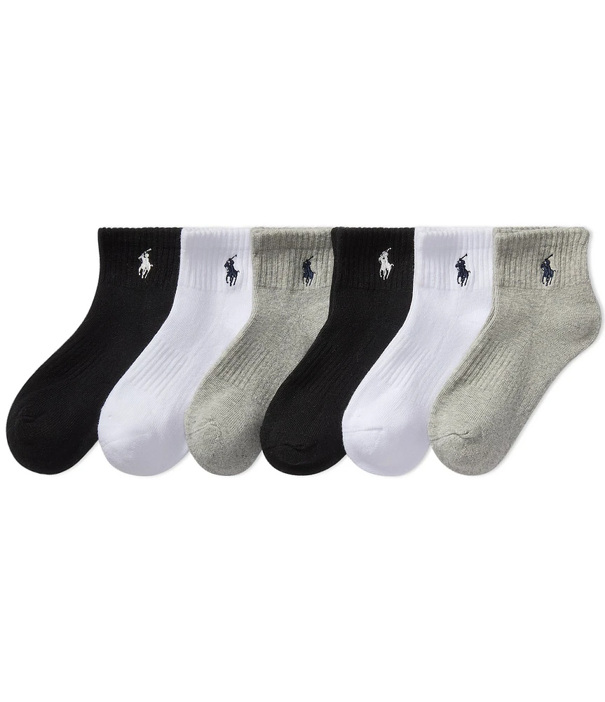 Polo Ralph Lauren Little/Big Girls Performance Solid Cushioned Quarter Socks 6-Pack