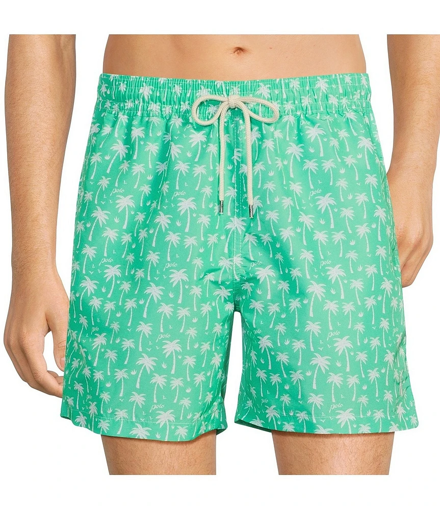 Polo Ralph Lauren Traveler Classic Palm Tree Motif Print 5.75 Inseam Swim Trunks