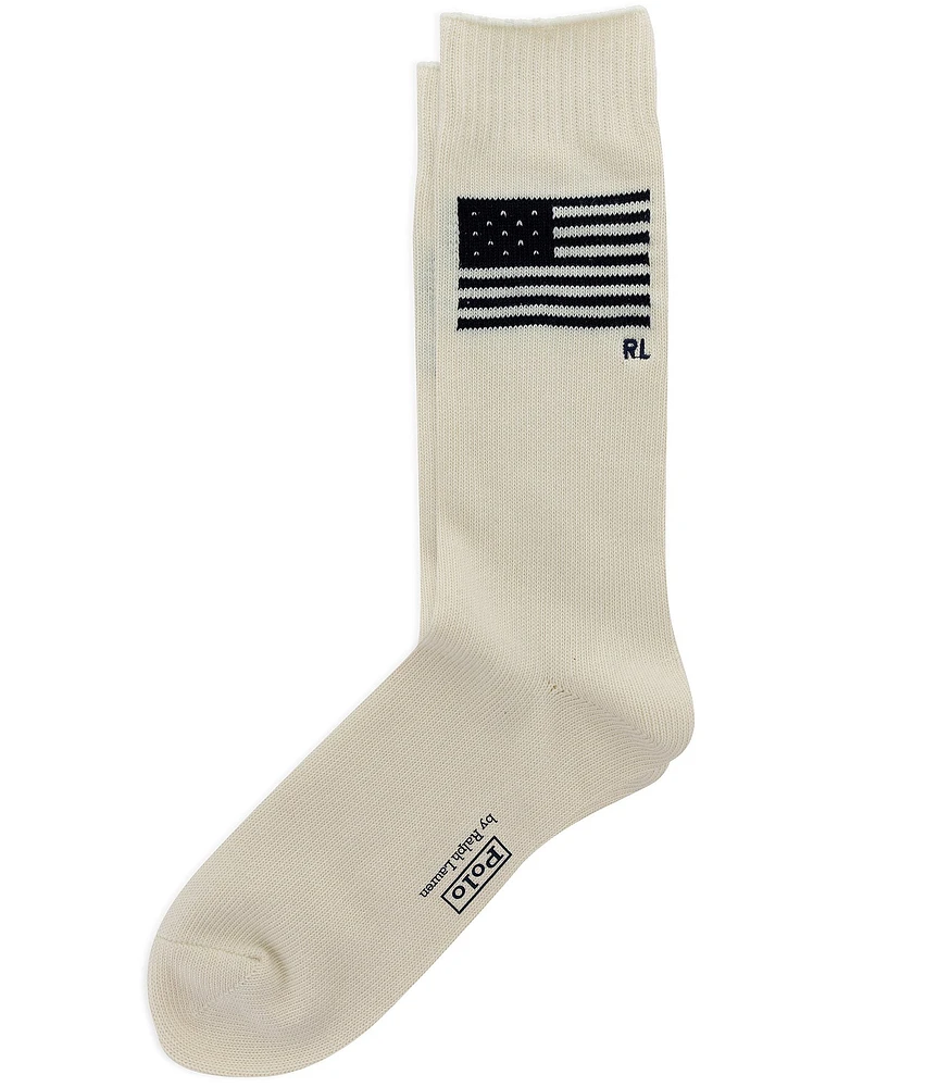 Polo Ralph Lauren Yarn-Dyed American Flag/RL Logo Tall Boot Socks