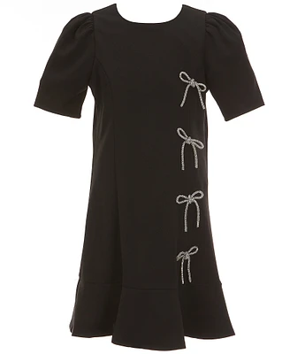 Poppies and Roses Big Girls Short Sleeve Bow-Accented Scuba Dress