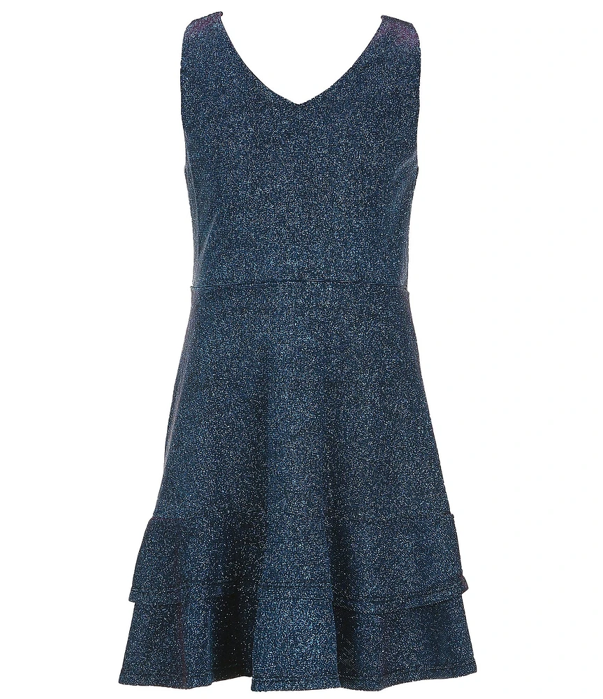 Poppies and Roses Big Girls Sleeveless Glitter-Accented Fit-And-Flare Dress