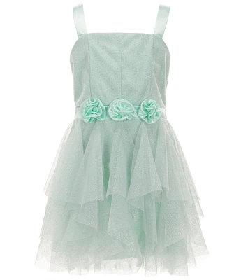 Poppies and Roses Big Girls Sleeveless Three-Dimensional-Flower-Appliqued Fit-And-Flare Dress