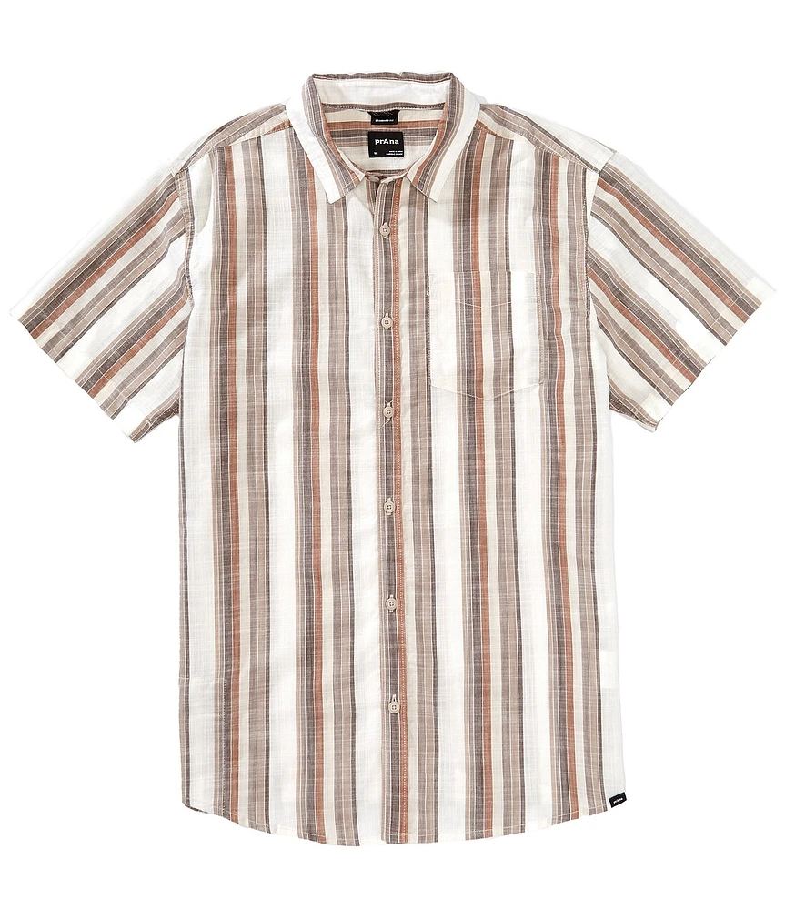 prAna Groveland Short Sleeve Vertical Stripe Woven Shirt