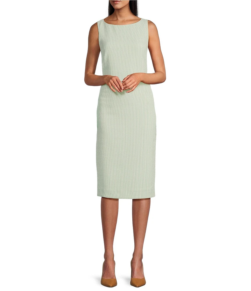 Preston & York Gloria Boat Neck Boucle Shift Tweed Sleeveless Dress