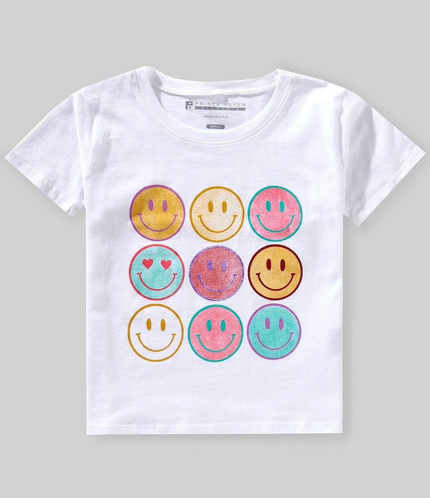 Prince Peter Big Girls Pastel Smiley Short Sleeve Graphic T-Shirt