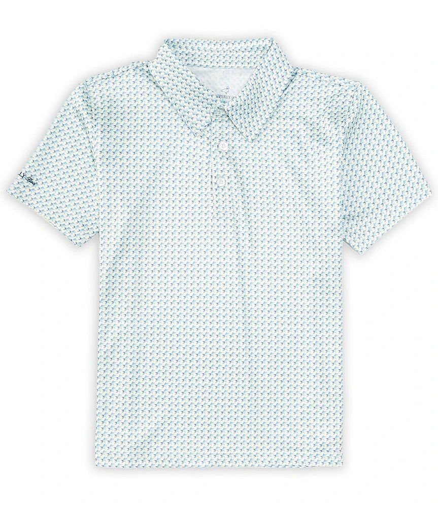 Properly Tied Big Boys Short Sleeve Inlet Marlin Print Polo Shirt