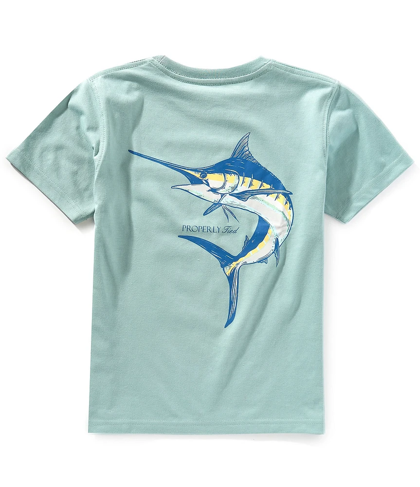 Properly Tied Little/Big Boys Blue Marlin Short Sleeve Graphic T-Shirt