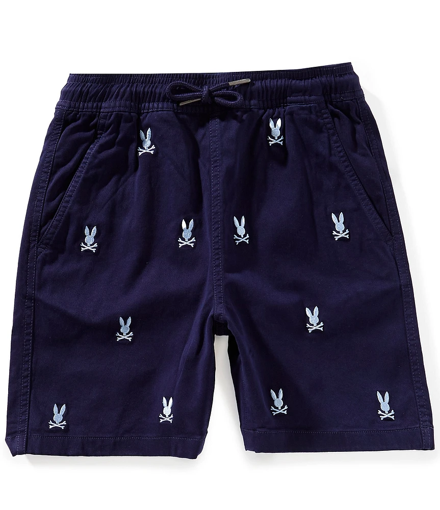 Psycho Bunny Big Boys Willis Bunny-Patterned Woven Stretch Textile Shorts