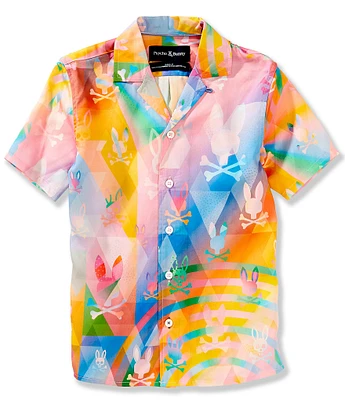 Psycho Bunny Big Boys Short Sleeve Milos Printed Woven Shirt