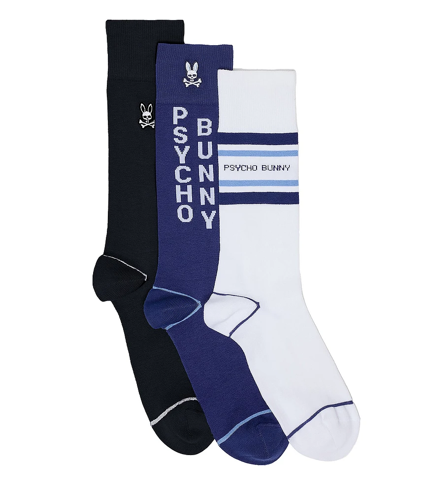 Psycho Bunny Bunny Logo Crew Dress Socks 3-Pack