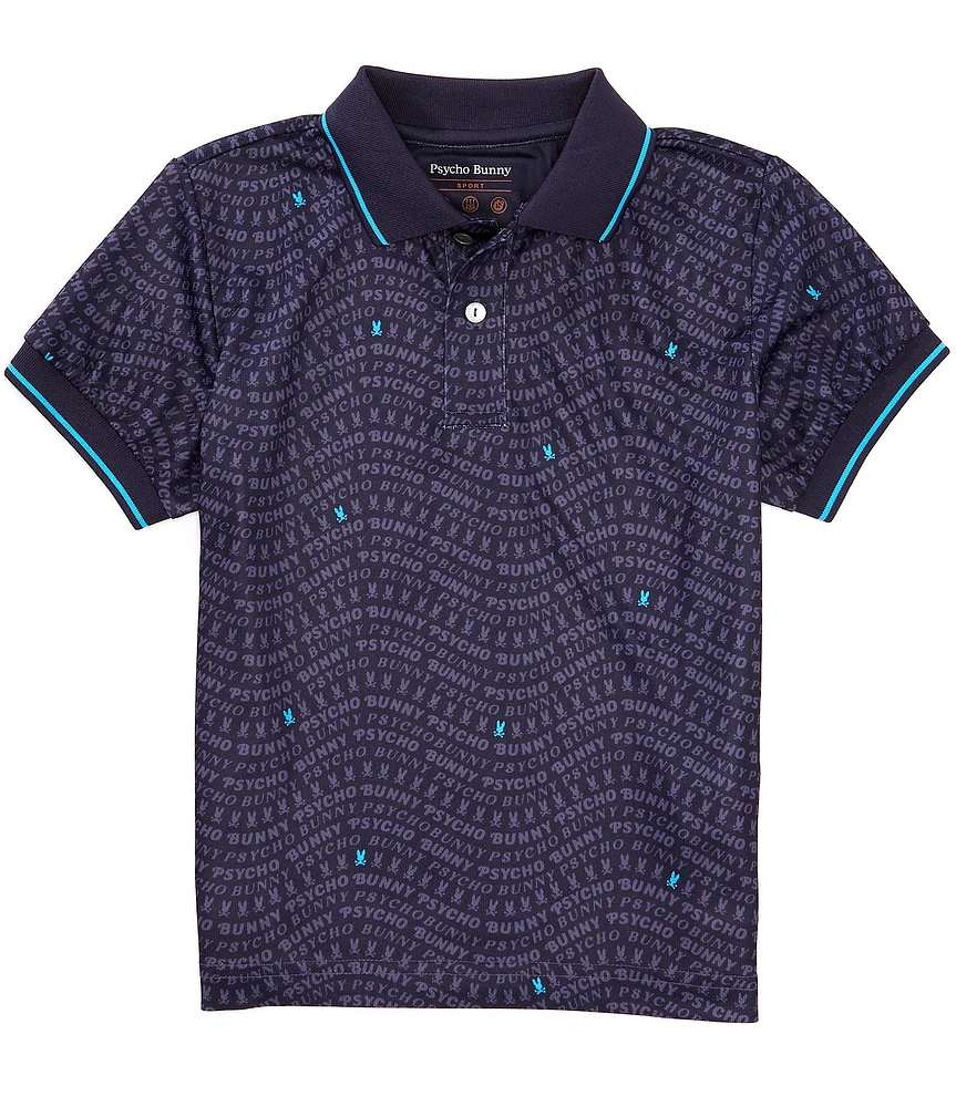 Psycho Bunny Little Boys Short Sleeve Winston Allover-Printed Sport Pique Polo Shirt