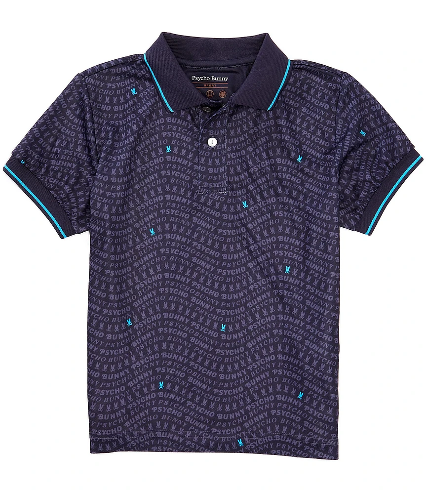 Psycho Bunny Little/Big Boys Short Sleeve Winston Allover-Printed Sport Pique Polo Shirt