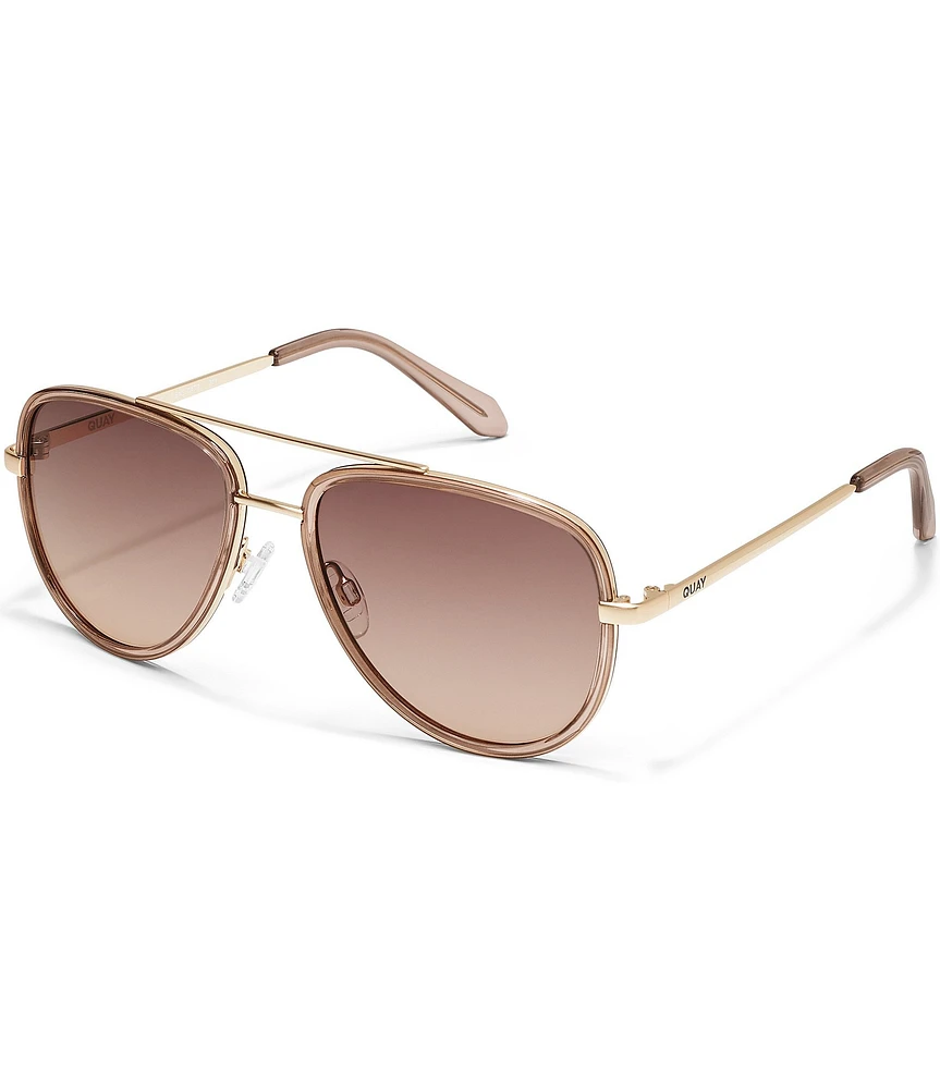 QUAY Unisex All In Medium 49mm Aviator Mirrored Sunglasses