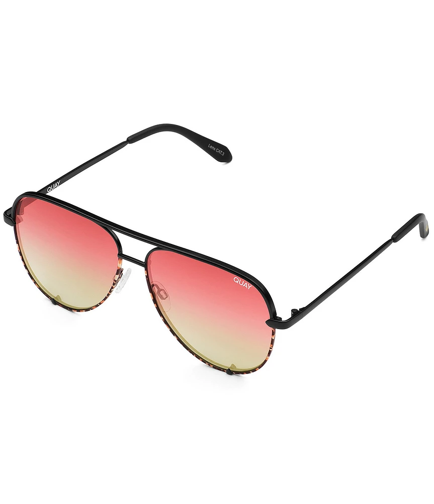 QUAY Women's High Key Mini 53mm Tortoise Aviator Sunglasses