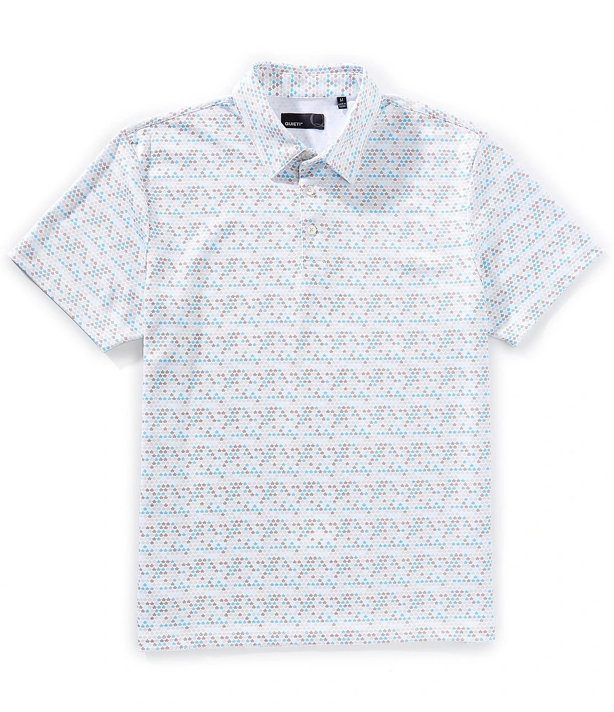 Quieti Geo Print Short Sleeve Polo Shirt