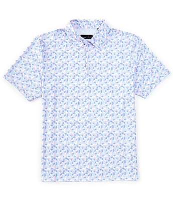 Quieti Geo Print Stretch Short Sleeve Polo Shirt