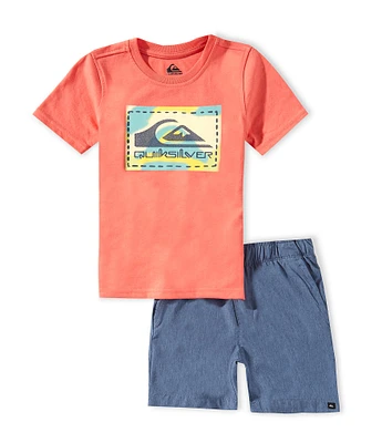 Quiksilver Little Boys Short Sleeve Graphic T-Shirt & Heathered Shorts Set