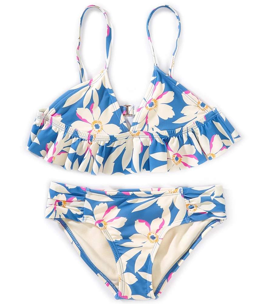 Raisins Big Girls Floral-Printed V-Neckline Bikini Top & Matching Bikini Bottom Two-Piece Swimsuit