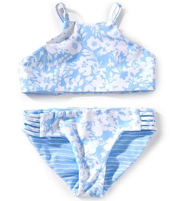 Raisins Big Girls Floral/Striped Reversible Tankini Top & Hipster Bottom Two-Piece Swimsuit