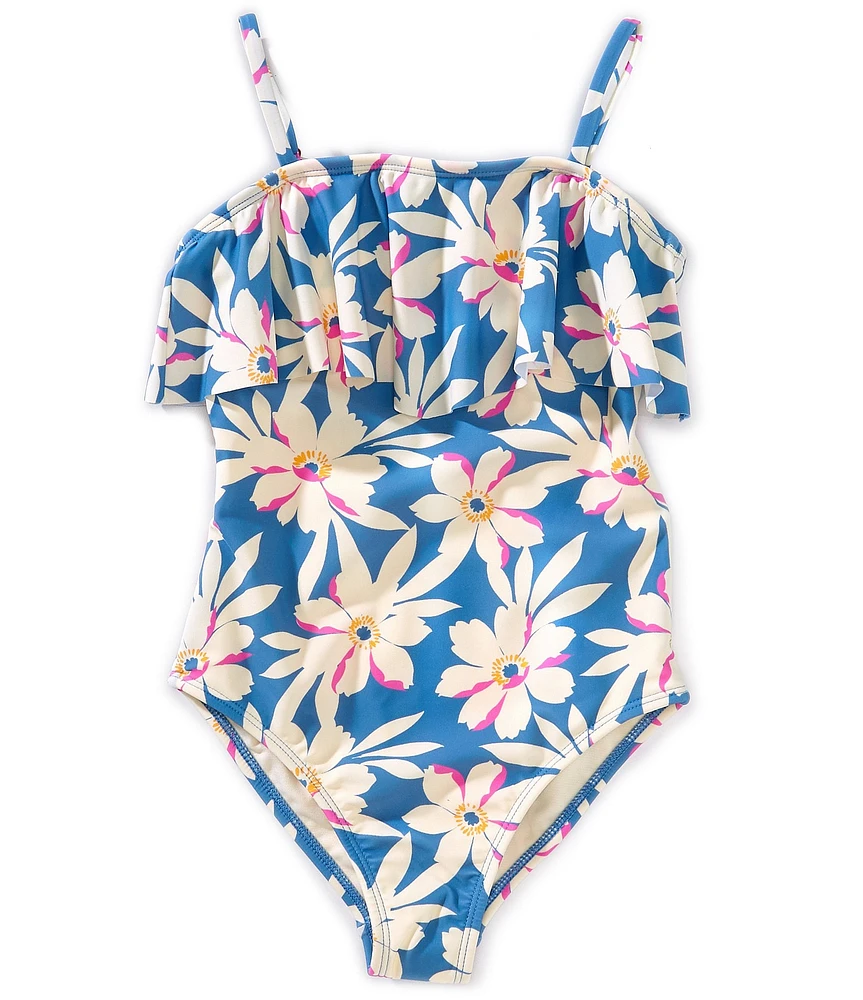 Raisins Big Girls La Playa Floral-Printed Ruffle Square Neck One-Piece Swimsuit