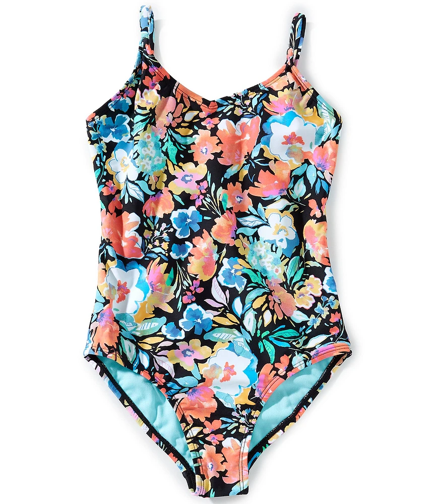 Raisins Big Girls Nori Floral Printed Tank Strappy Back 1-Piece Swimsuit