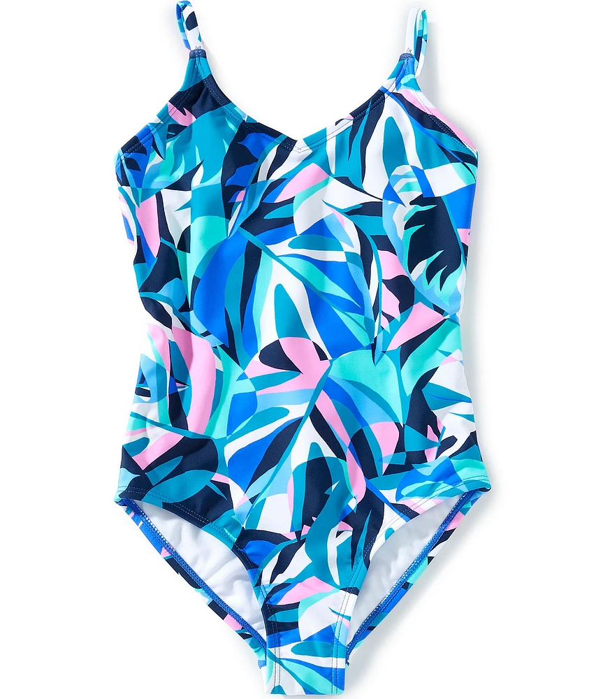 Raisins Big Girls Nori Tropical Floral Print Tank Strappy Back 1-Piece Swimsuit