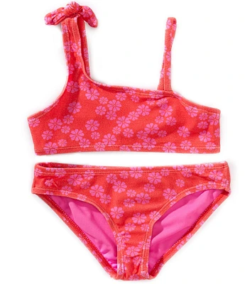 Raisins Big Girls One-Shoulder Printed Terry Cloth Bralette Top & Matching Terry Cloth Hipster Bottom Two-Piece Swimsuit