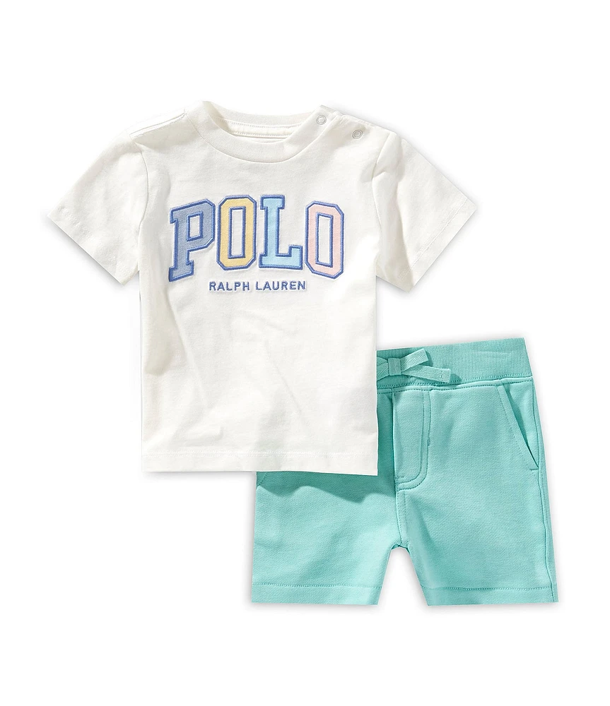 Ralph Lauren Baby Boys Short Sleeve Logo-Appliqued Jersey T-Shirt & French Terry Shorts Set