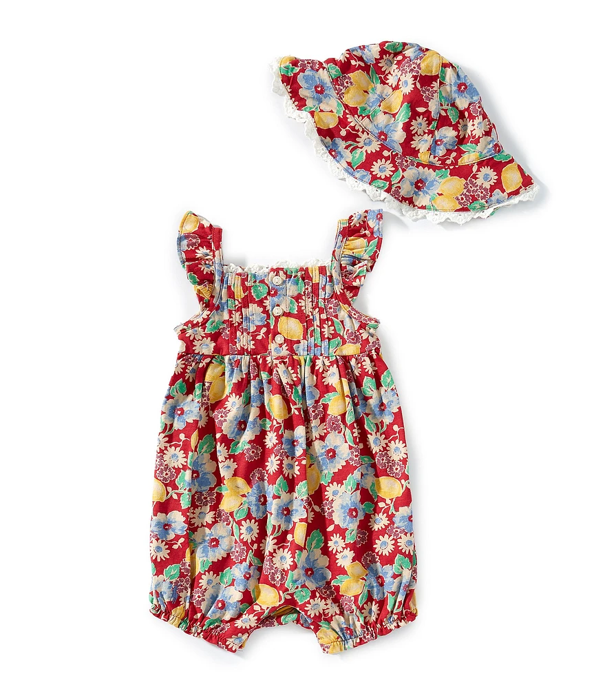 Ralph Lauren Baby Girls Flutter-Sleeve Floral Jersey Romper