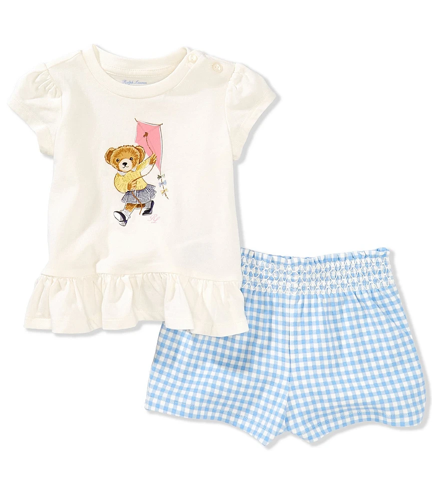 Ralph Lauren Baby Girls Short Sleeve Polo Bear Graphic T-Shirt & Bloomer Set