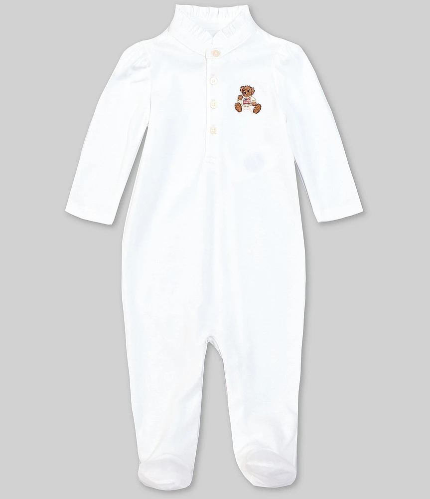 Ralph Lauren Baby Girls Long-Sleeve Polo Bear Footie Coverall