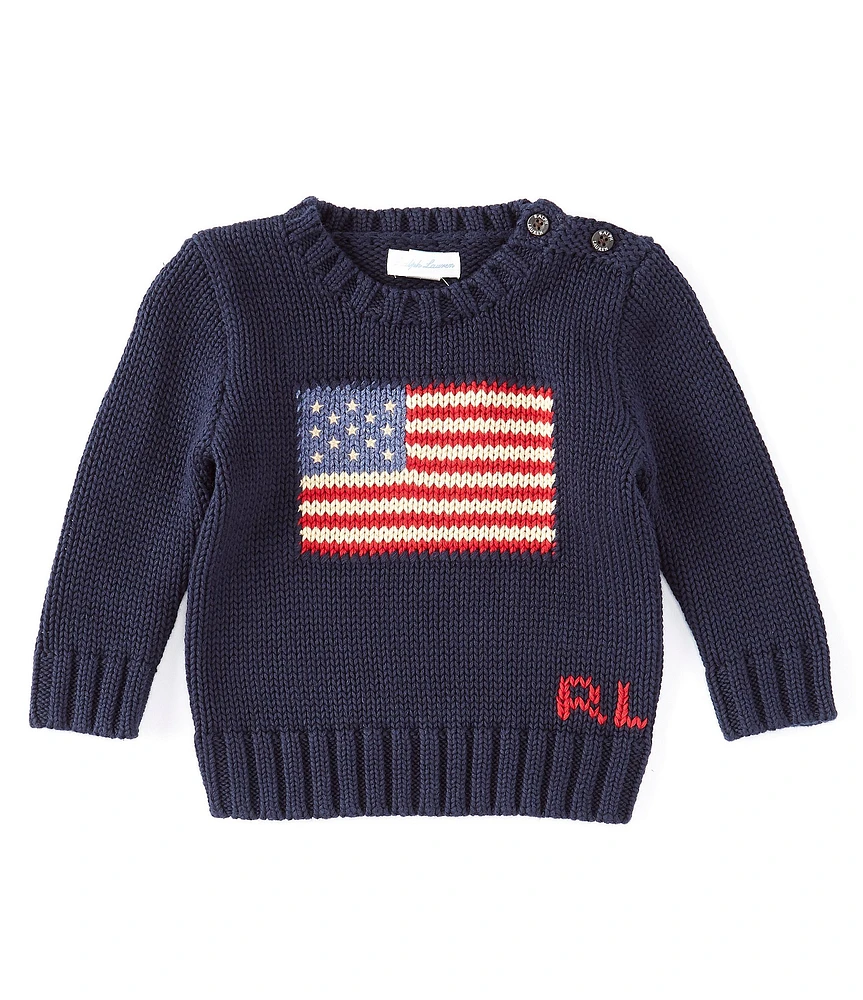 Ralph Lauren Baby Boys Long Sleeve American Flag Sweater