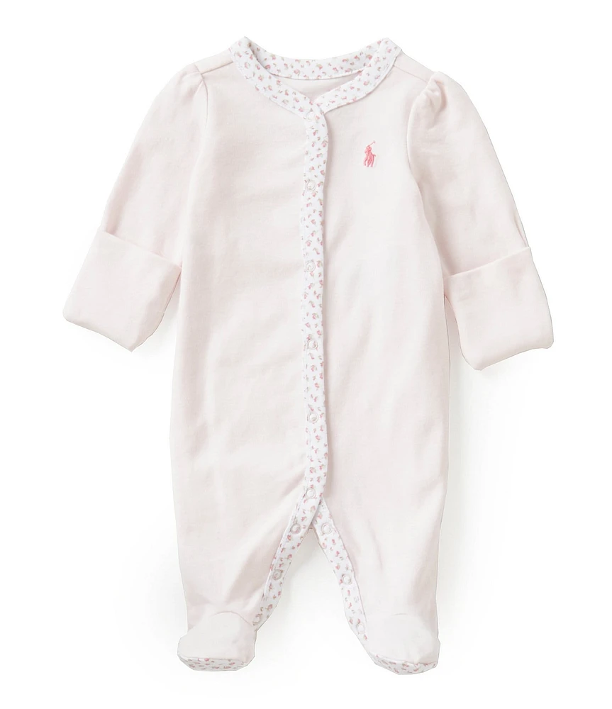 Ralph Lauren Baby Girls Floral-Trim Footie Coverall