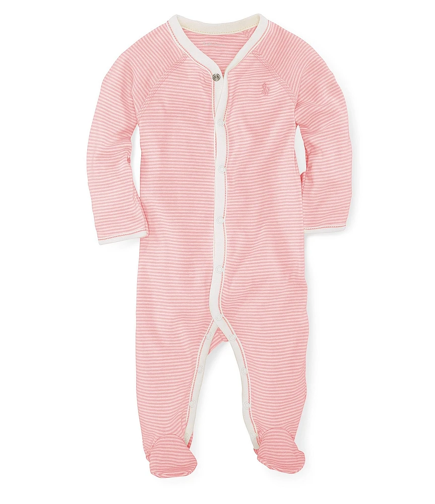 Ralph Lauren Baby Girls Striped Footie Coveralls