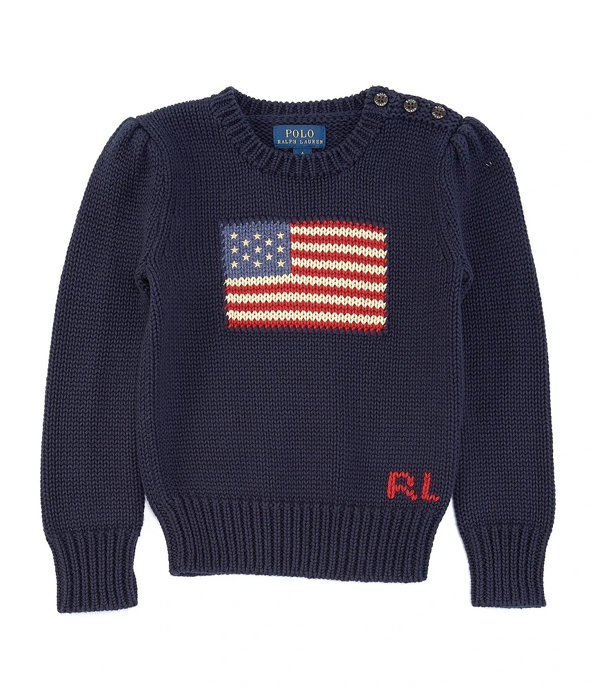Polo Ralph Lauren Little Girls Intarsia American Flag Knit Sweater