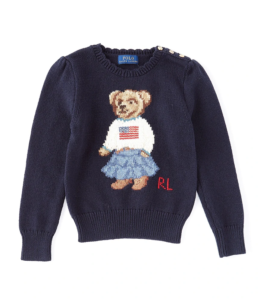 Polo Ralph Lauren Little Girls Polo Bear Flag Sweater