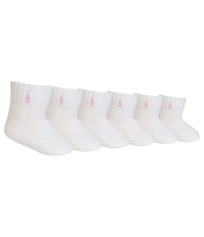 Ralph Lauren Baby Girls Quarter-Length Sport Socks 6-Pack