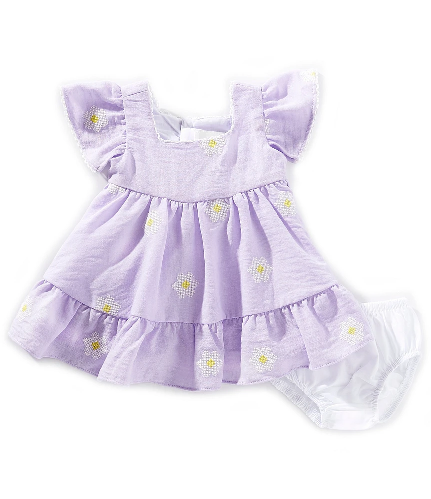 Rare Editions Baby Girls Ruffle Sleeves & Bow Back Dress