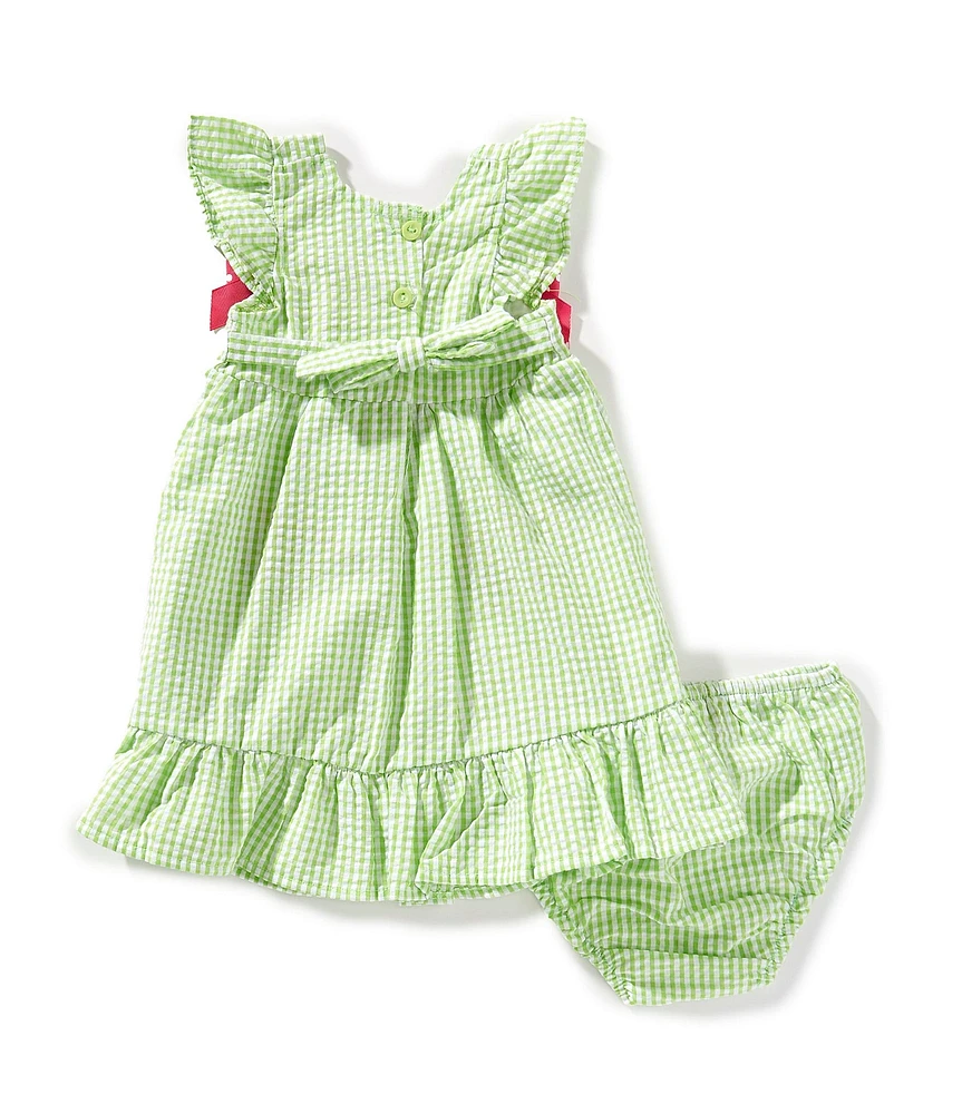 Rare Editions Baby Girls Flutter-Sleeve Watermelon-Appliqued Empire-Waist Dress